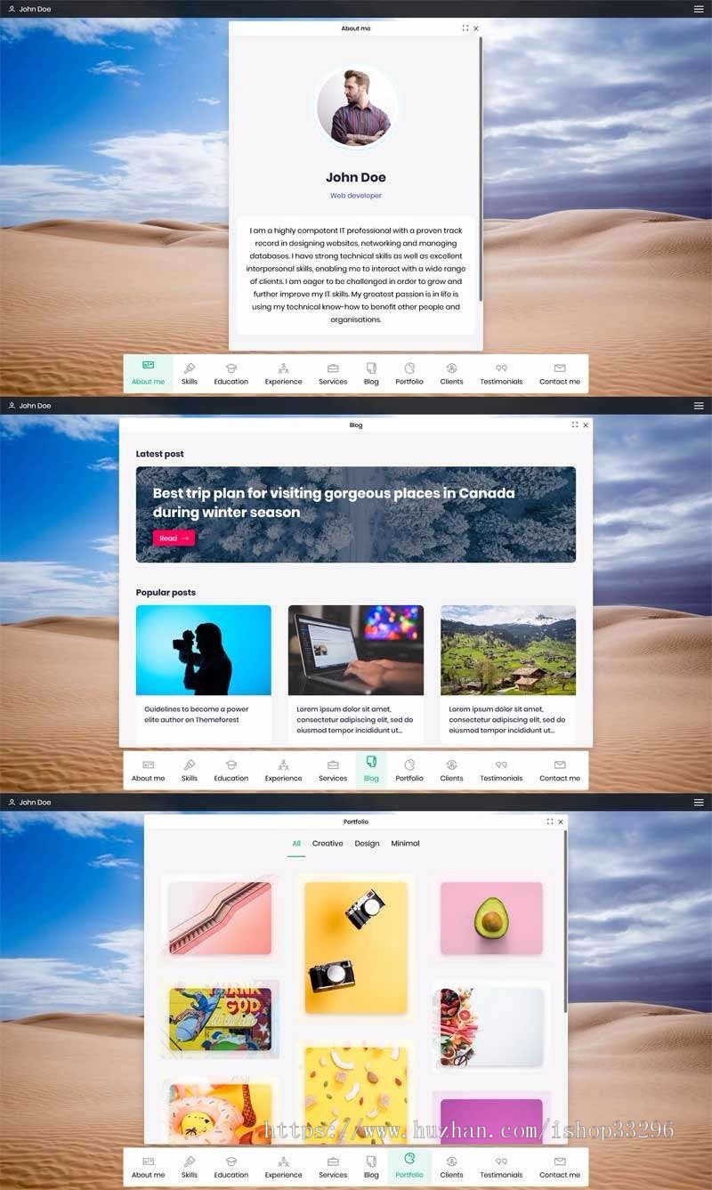 html5响应式多用途个人简历展示静态页面模板（自适应手机端无后台）