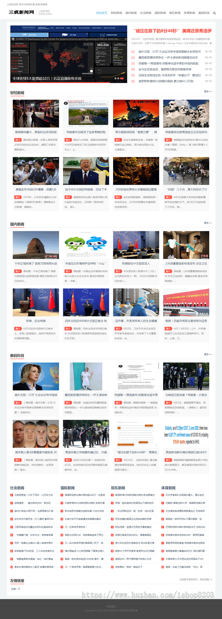 简约新闻资讯网站源码响应式手机版本文章博客织梦dede后台模板