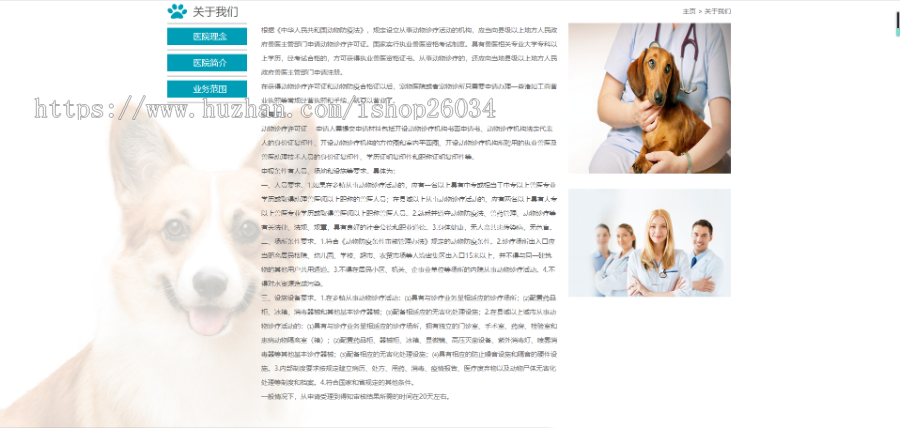 简洁宠物医院模板宠物诊所-企业站-qyz160