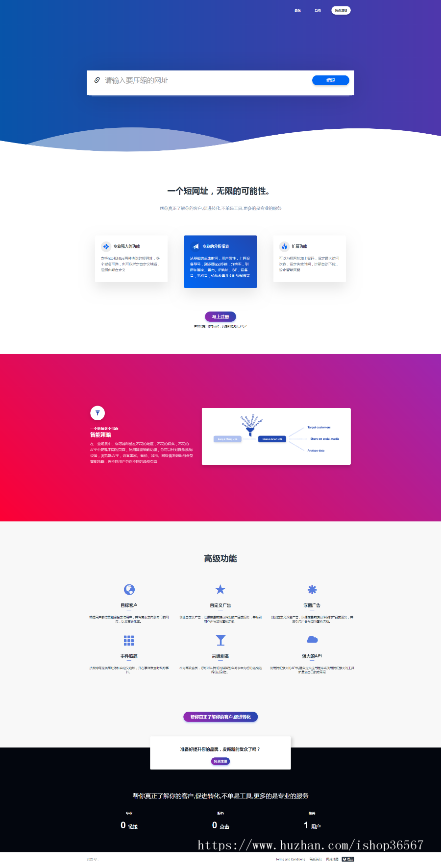 【包含详细搭建教程】2020全新PHP网址缩短防封短网址生成系统源码