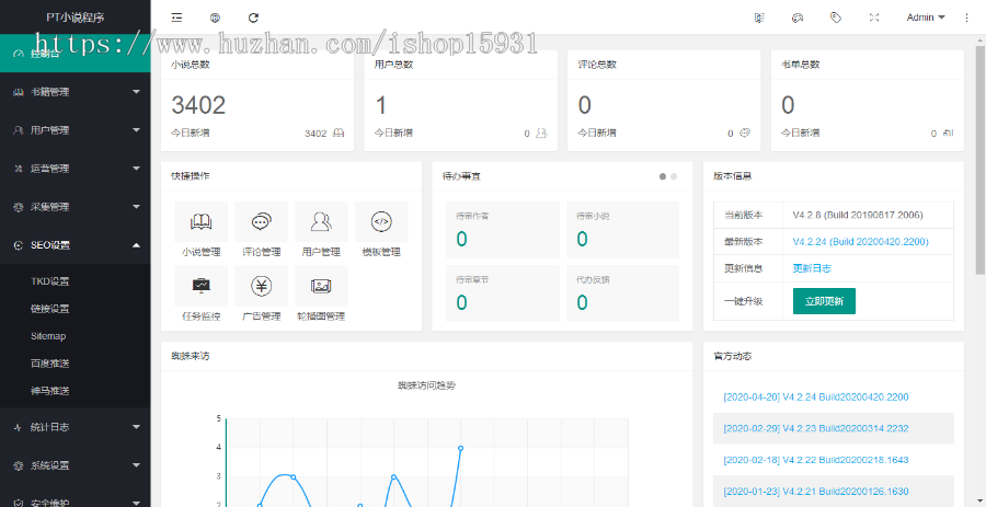【2020年新包搭建】PTCMS4.2.8小说网站源码模板深度SEO优化带自动采集送30条采集规则