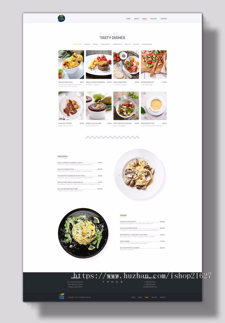 wordpress模板餐饮行业菜单简洁企业网站源码汉化 