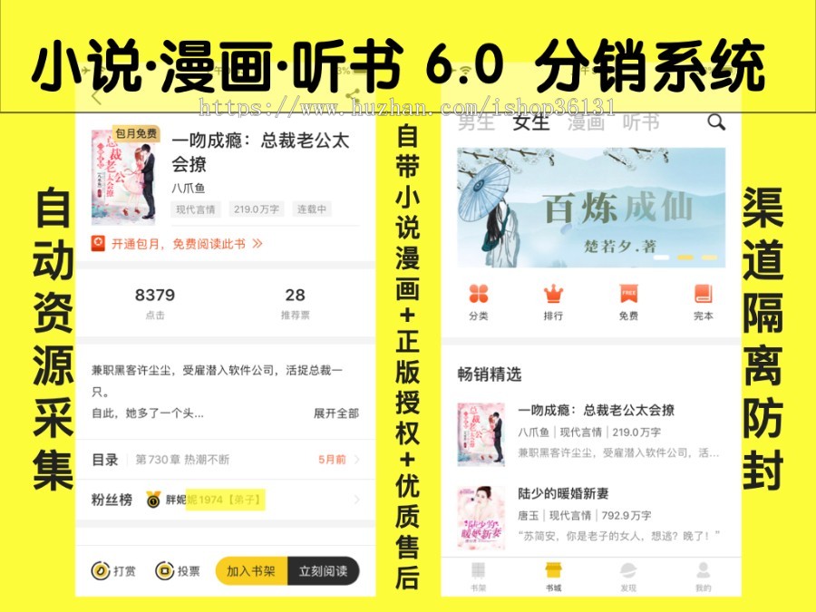 小说漫画分销系统微信公众号服务号付费阅读总后台，开源源码，可二次开发