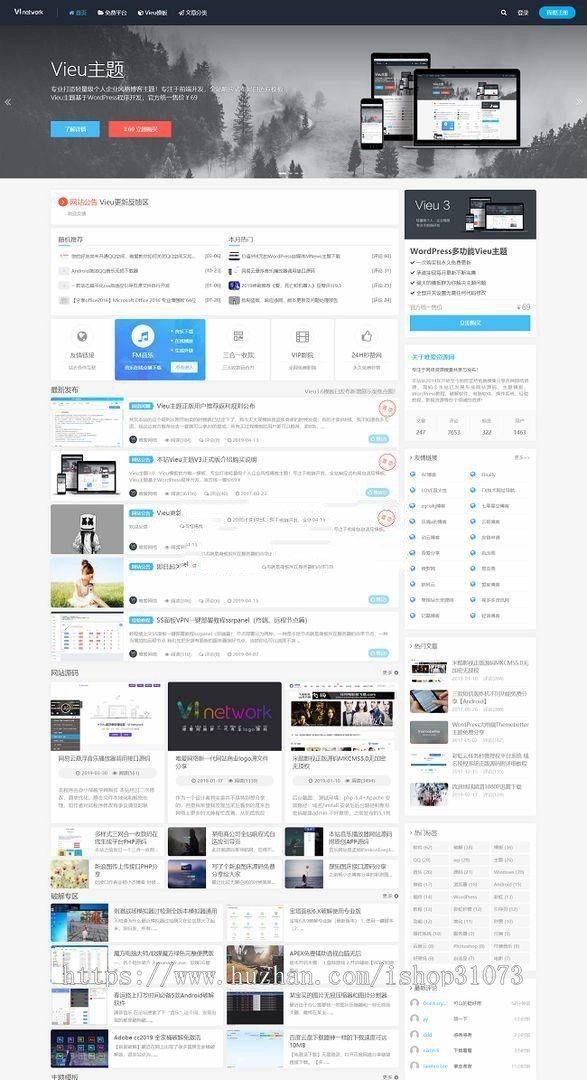 WordPress响应式轻量级博客主题模板 Vieu4.5主题破解版无授权 