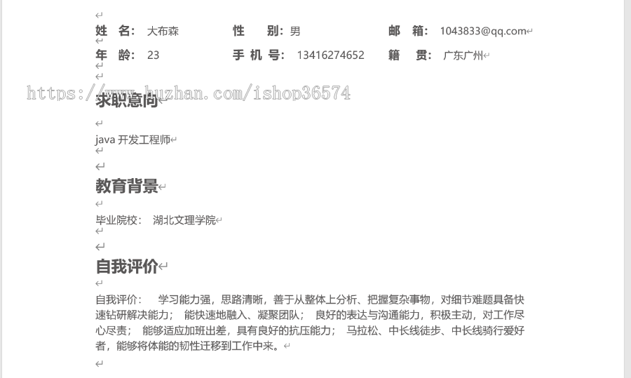 SSM 简历生成系统