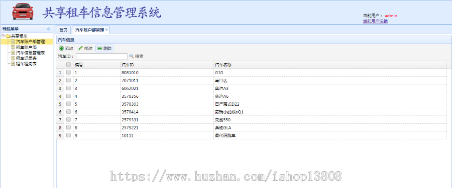 java web共享租车信息管理系统