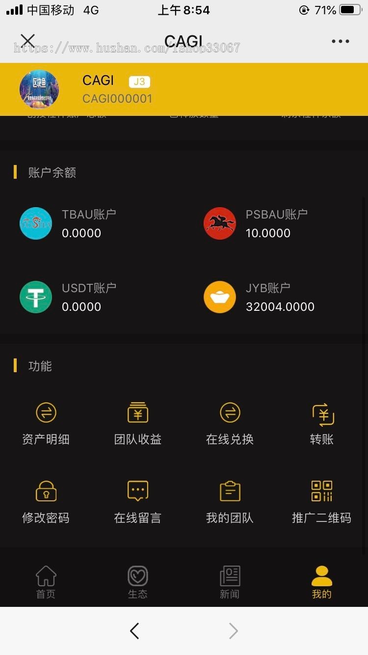 区块链CAGI虚拟资产投资分红理财源码 