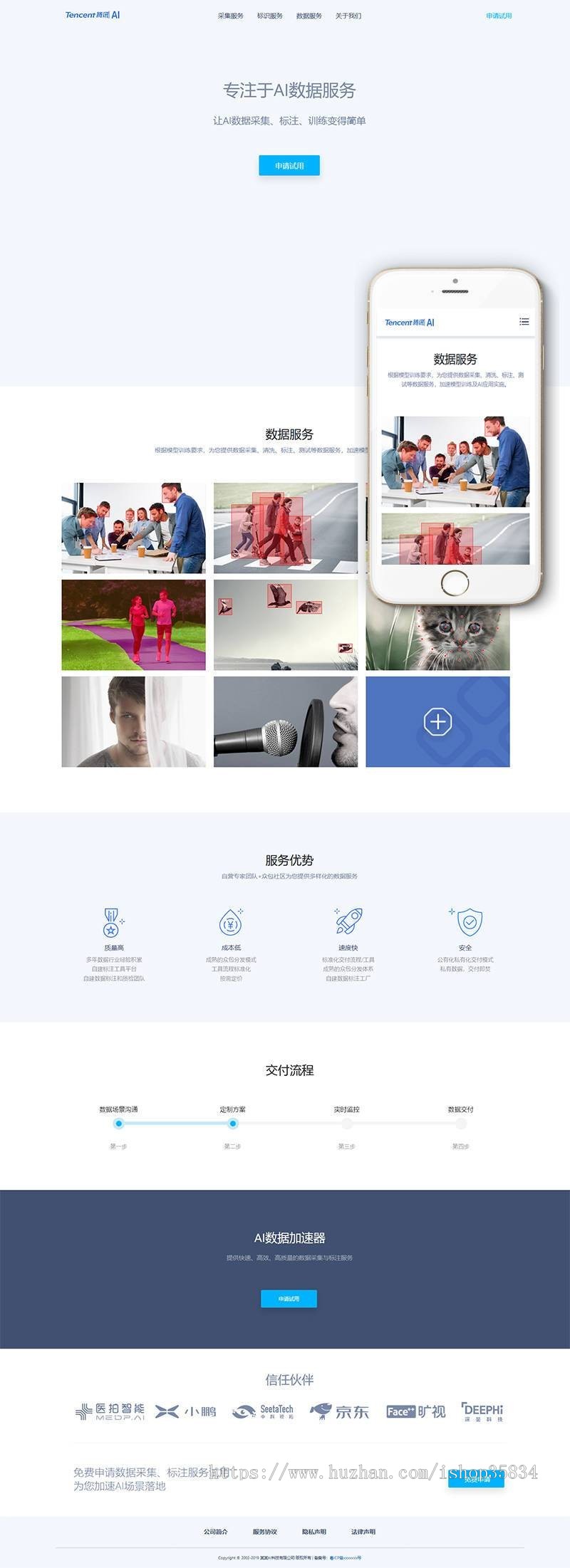 【正品】响应式AI数据服务采集类网站织梦模板（自适应手机端）