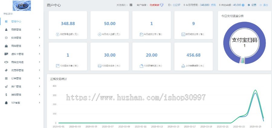 多商户版PHP自助发卡平台源码 多模板 自适应手机端