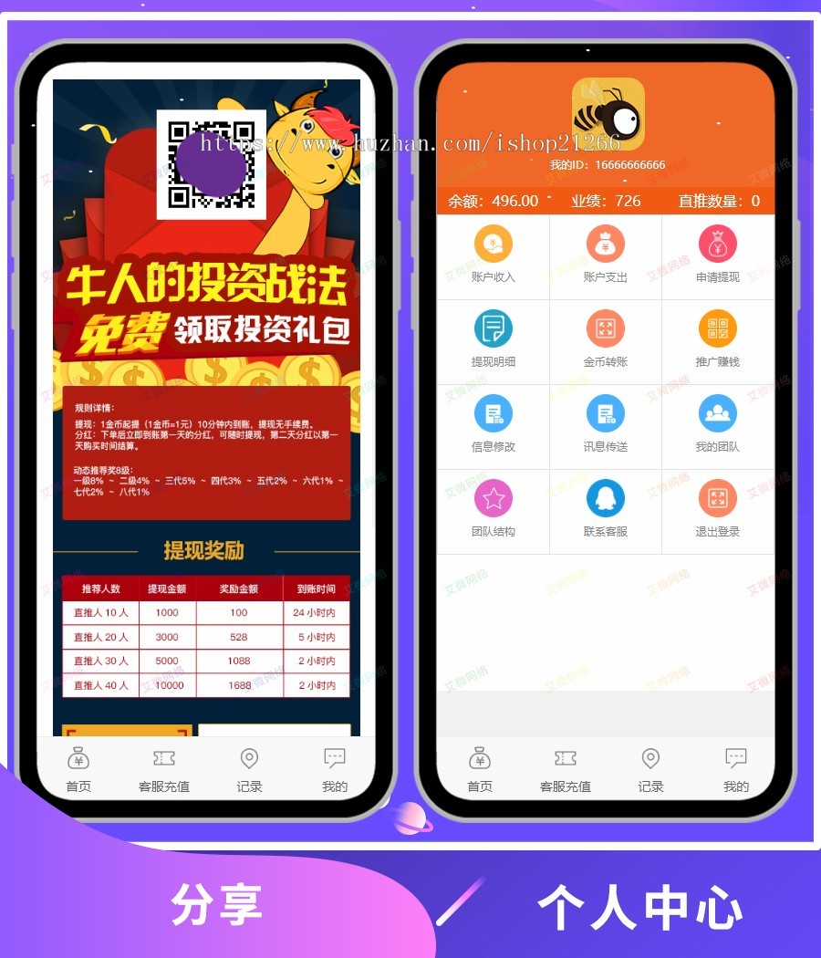 【升级修复增客服版】理财分红/金融投资/返利系统/赚钱带后台蜜蜂赚机器人区块链挂机