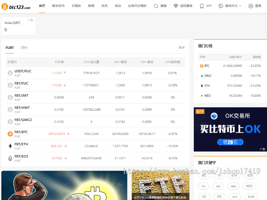 帝国CMS7.5仿《BTC123》区块链门户网站源码+采集 