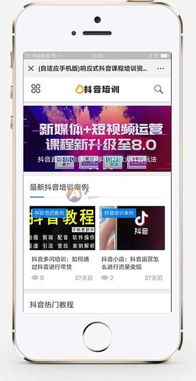 响应式抖音课程培训资讯类网站织梦模板 html5抖音培训新闻资讯网站（带手机版）