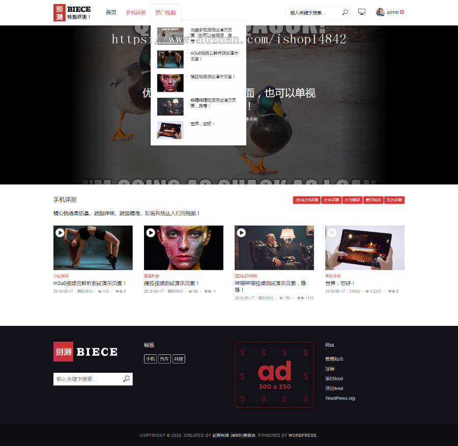 WordPress高级主题,视频资讯评测类主题!
