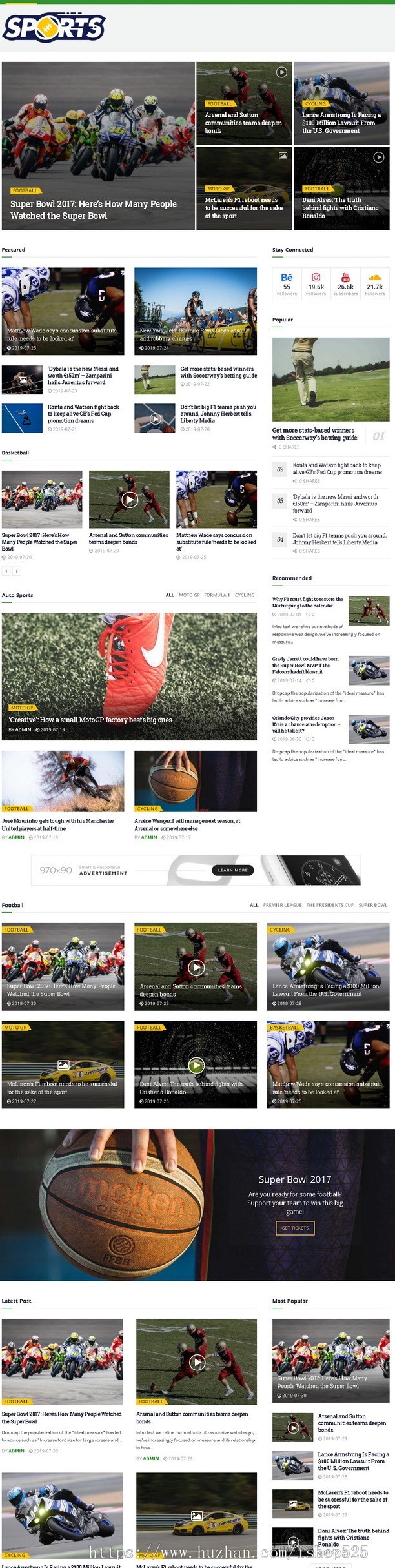 英文网站主题WordPress整站模板 体育资讯新闻 附带采集器 