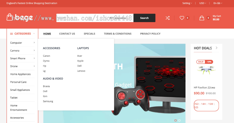 PHP中英文双语版外贸在线购物商城网站 响应式设计商城