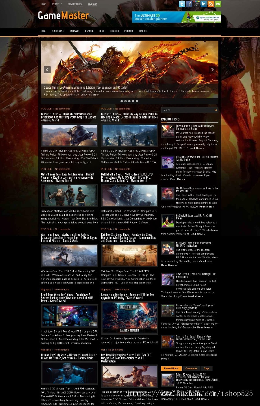 英文网站模板 游戏大师新闻资讯WordPress整站暗黑主题 带采集器 