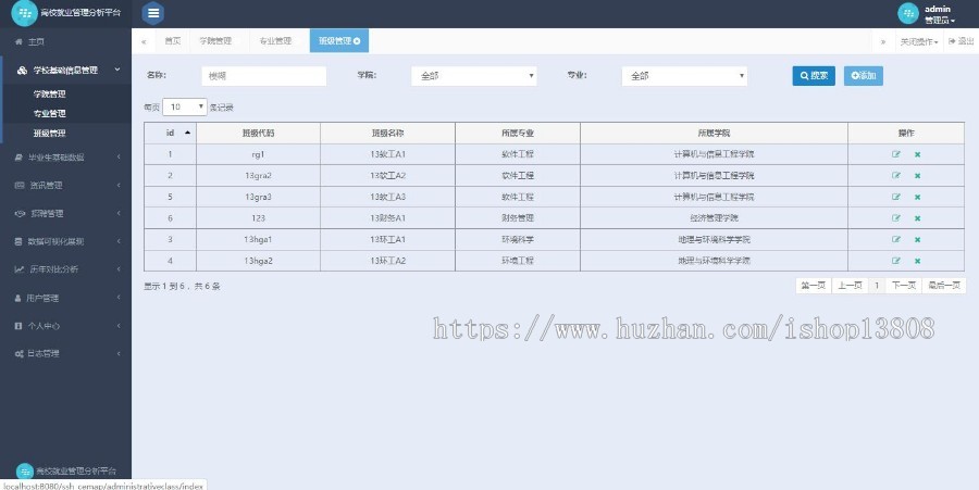 Java SSH毕业生离校就业分析管理平台