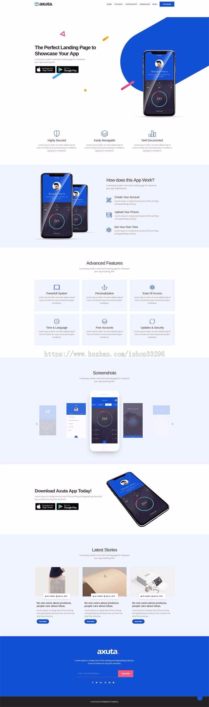 html5响应式的手机app下载官网h5静态页面模板
