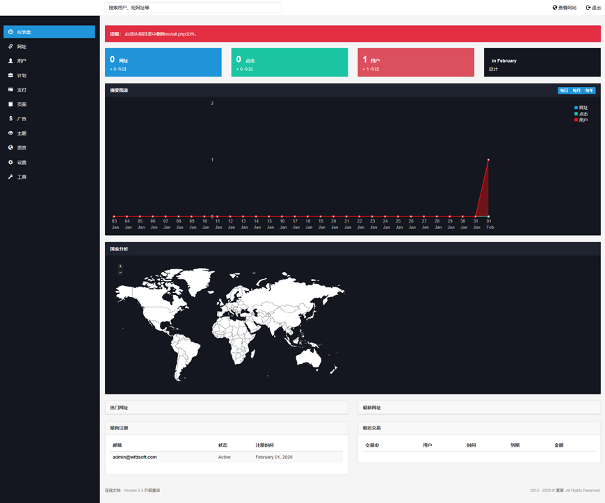 2020年专业全新完美PHP网址缩短防封短网址生成系统 域名防封防红源码