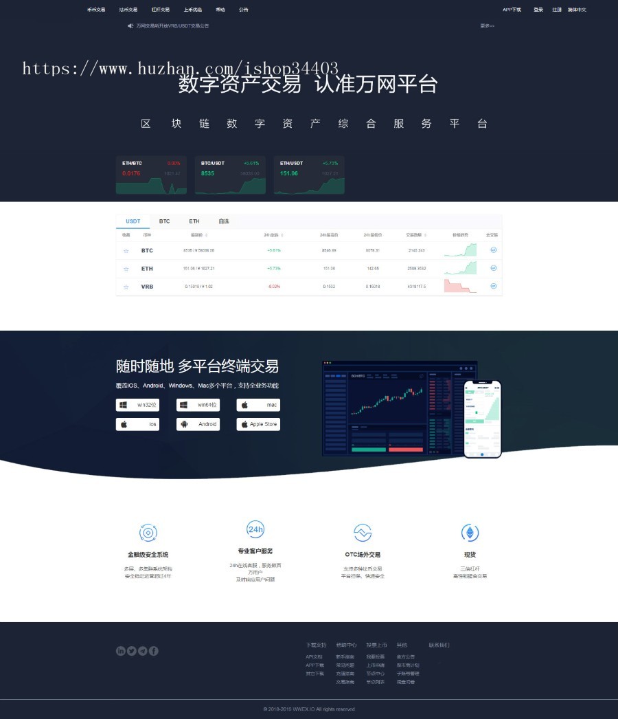 纯JAVA交易所 支持以太坊ERC2.0 BTC等 仿火币交易所 otc 机器人行情 pc+纯原生app