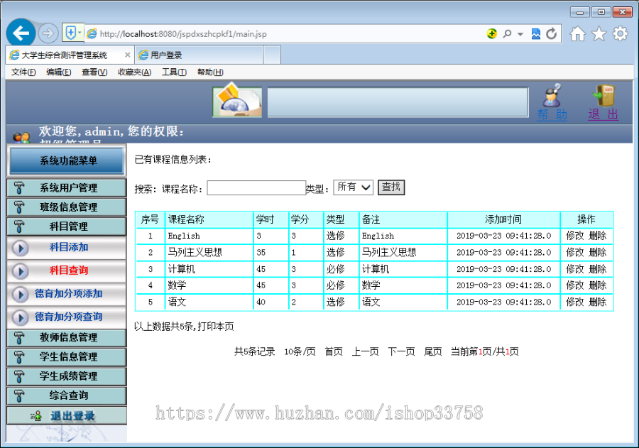 JSP+ssm大学生综合测评管理系统评优无论