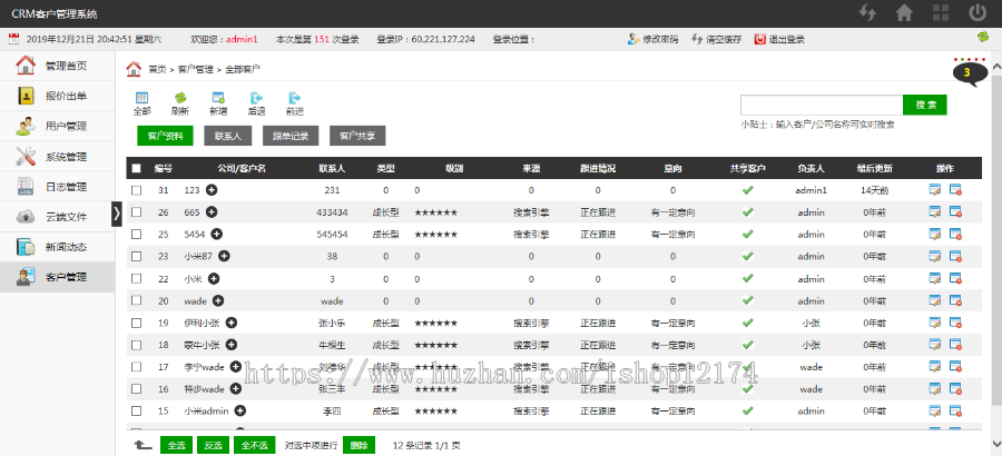CRM客户关系管理系统+手机端php thinkphp erp二次开发bug已修复 