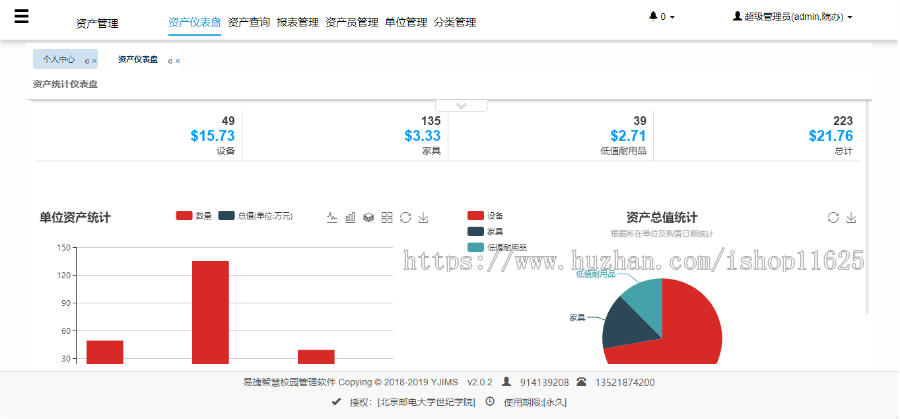 智慧校园管理系统，含资产管理系统、人事管理、办公OA，竞赛管理，CMS管理