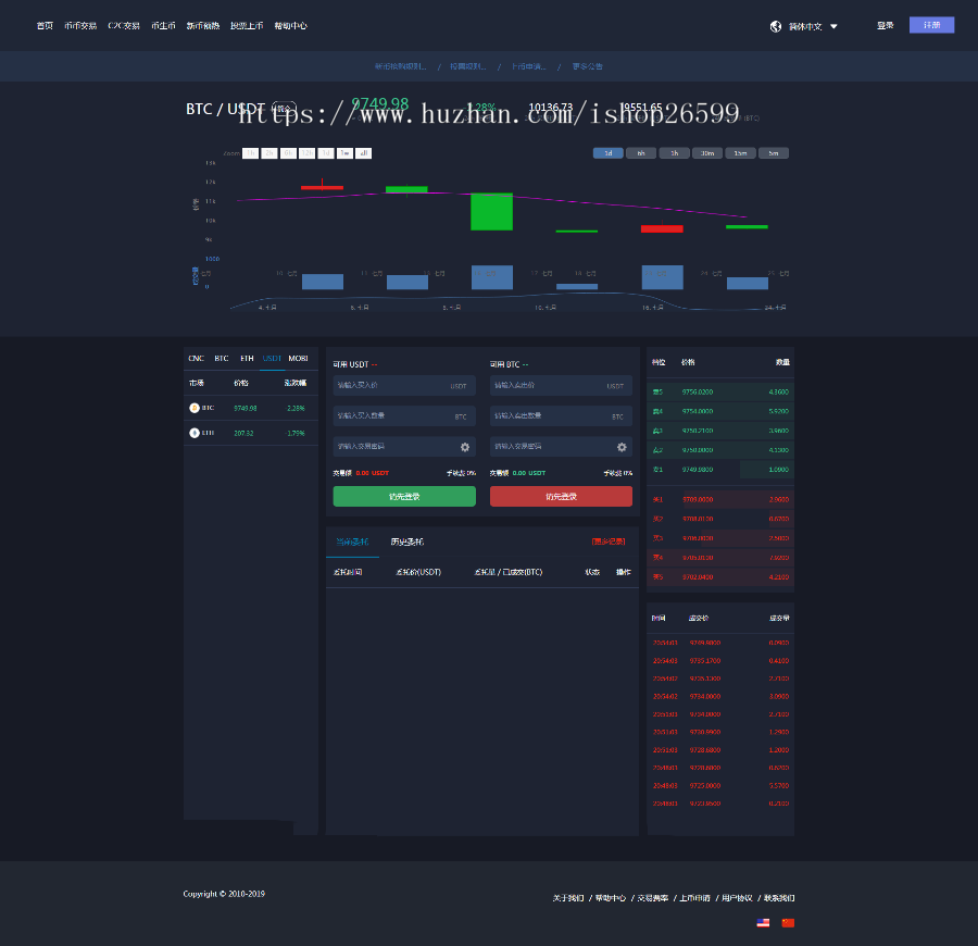 仿火币|区块链|虚拟交易所|BTC|OTC|币币交易|带充值区块链交易所