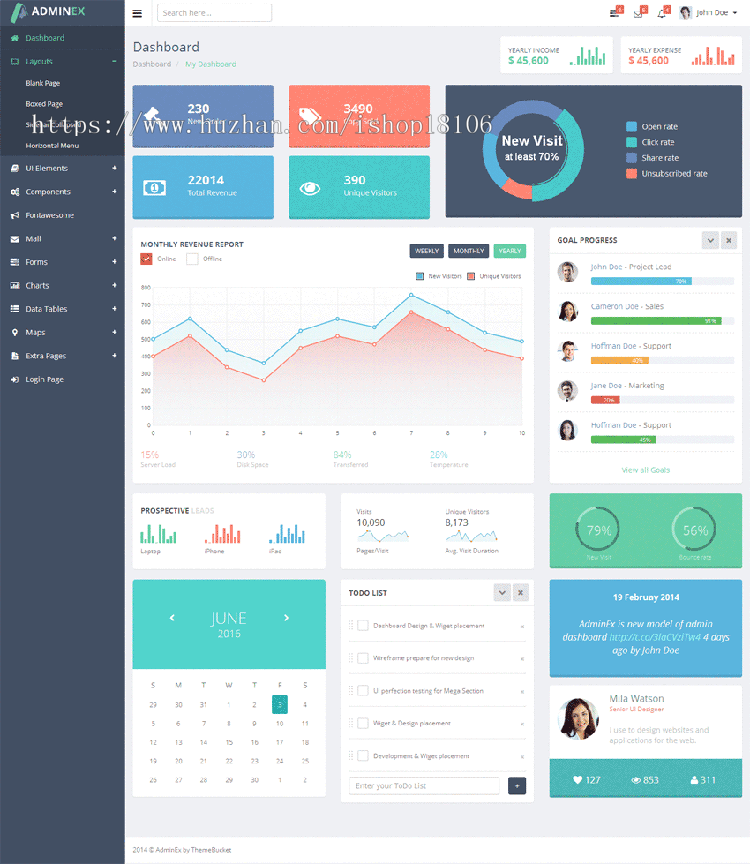 bootstrap响应式后台管理系统模板/html5静态扁平化网站源码 