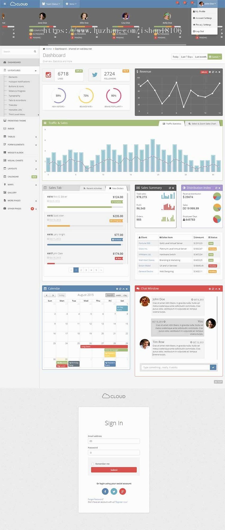 bootstrap响应式后台管理系统模板/html5静态扁平化网站源码 