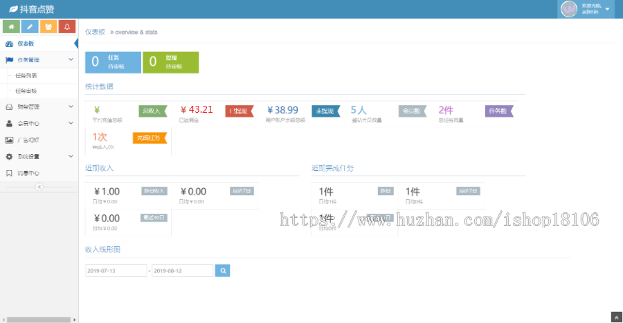 Thinkphp抖音快手点赞任务系统源码 修复美化版源码