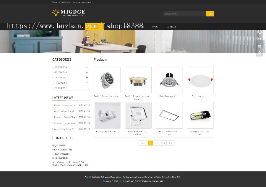 响应式灯具灯饰英文外贸类网站织梦模板（自适应手机端） 