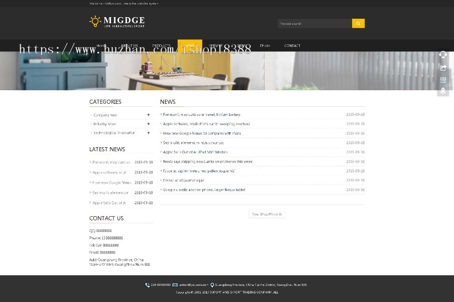 响应式灯具灯饰英文外贸类网站织梦模板（自适应手机端） 