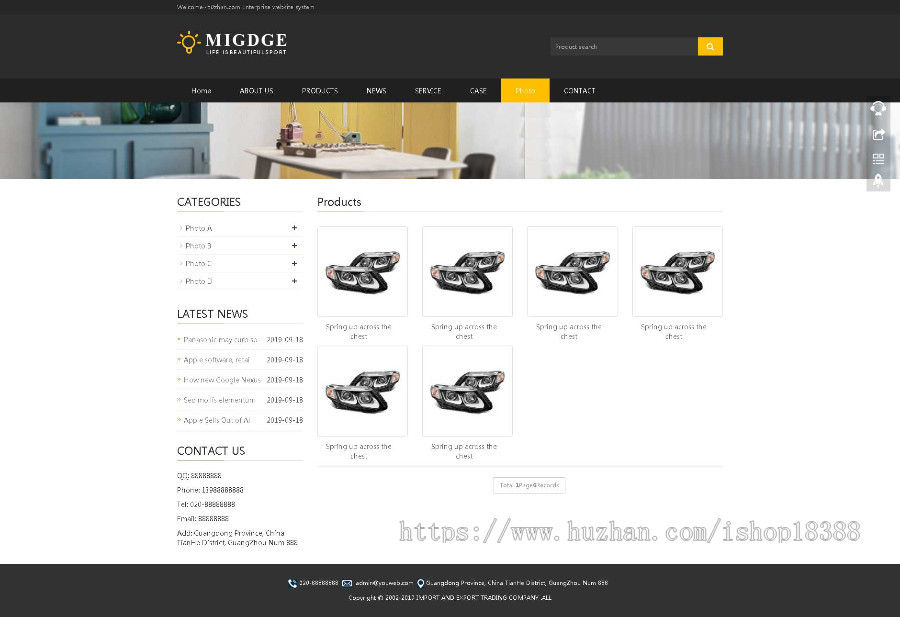 响应式灯具灯饰英文外贸类网站织梦模板（自适应手机端） 