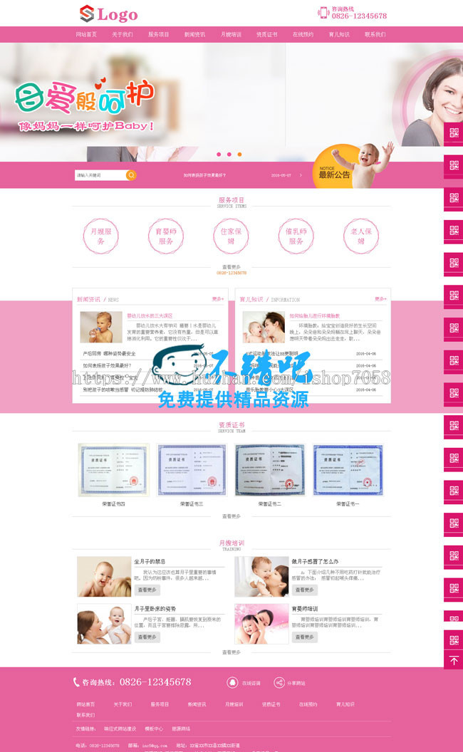 家政服务月嫂公司网站织梦DEDECMS源码 