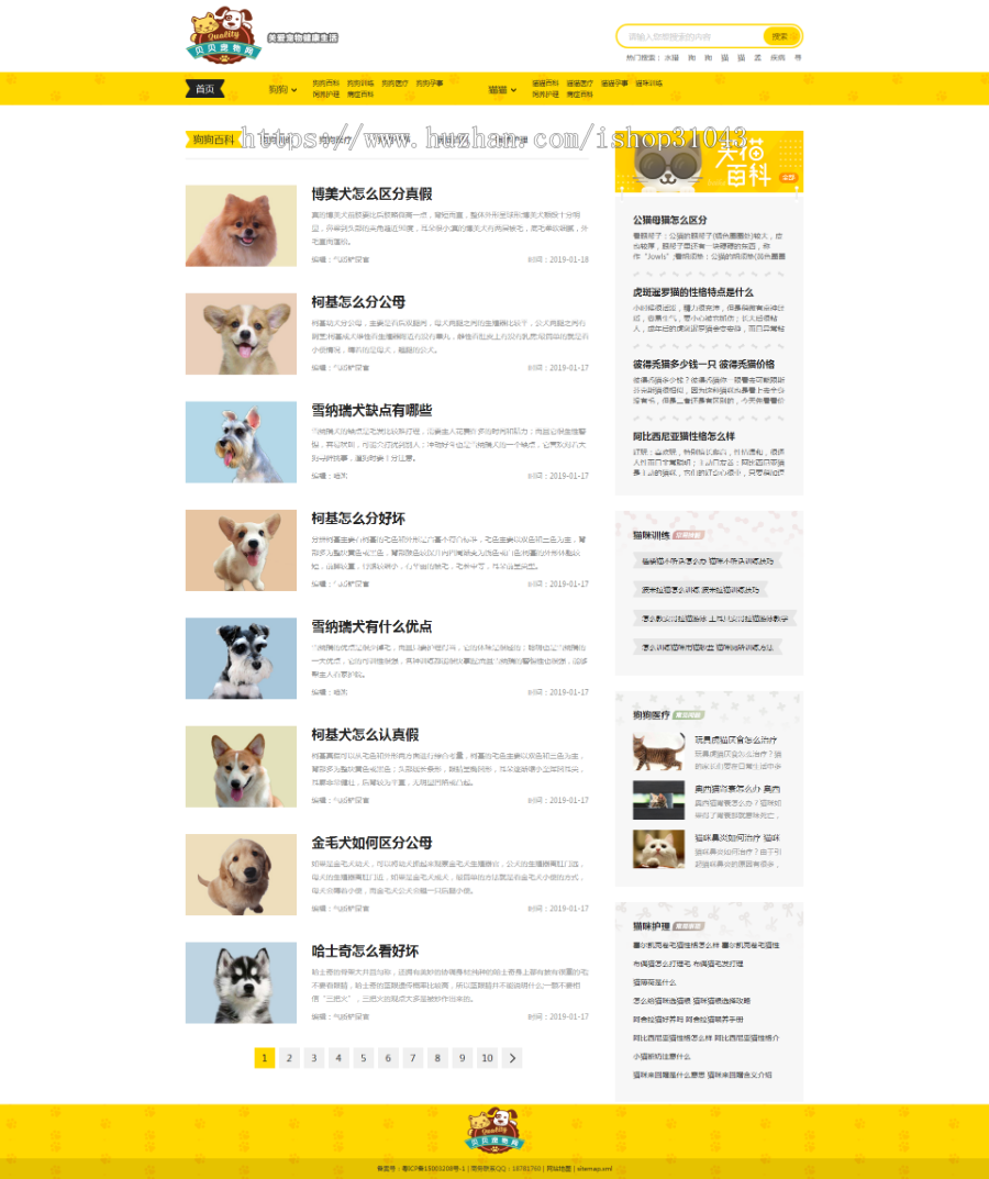 《小可爱宠物网》宠物模板，来自帝国防宠物源码简洁大气带手机同步插件和采集