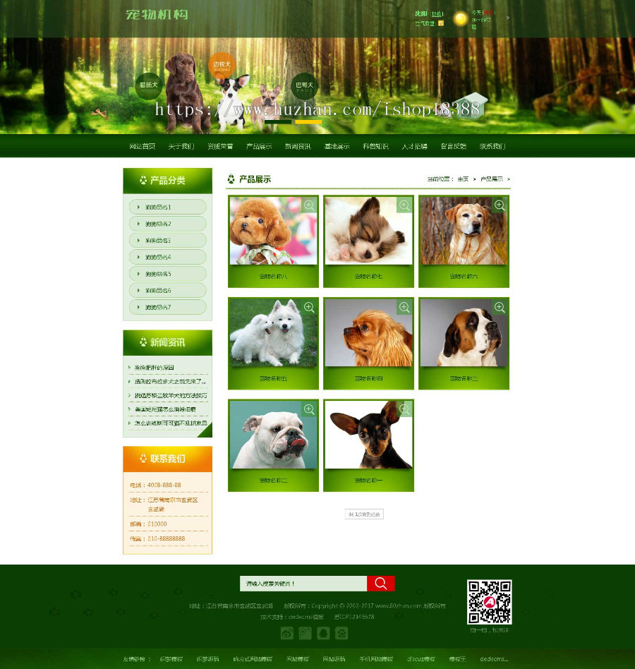 绿色宠物狗机构类网站织梦模板（带手机端）