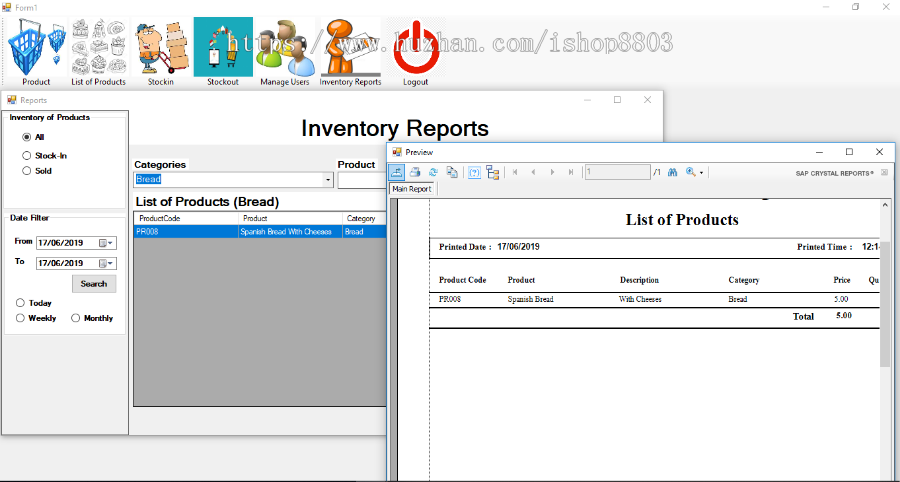 C# 面包店库存管理系统 Access数据库 国外资料英文 vs2015 