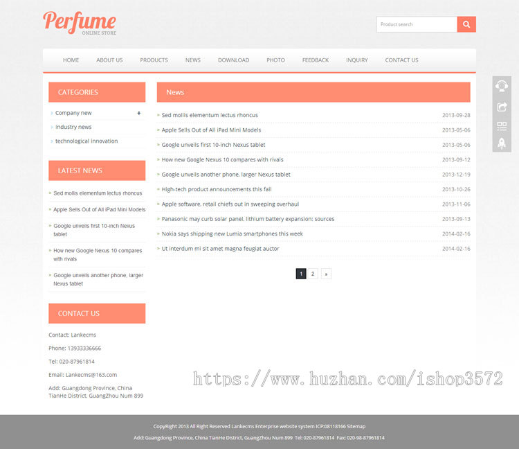 香水公司英文网站源码 html5响应式自适应外贸模板 PHP伪静态后台