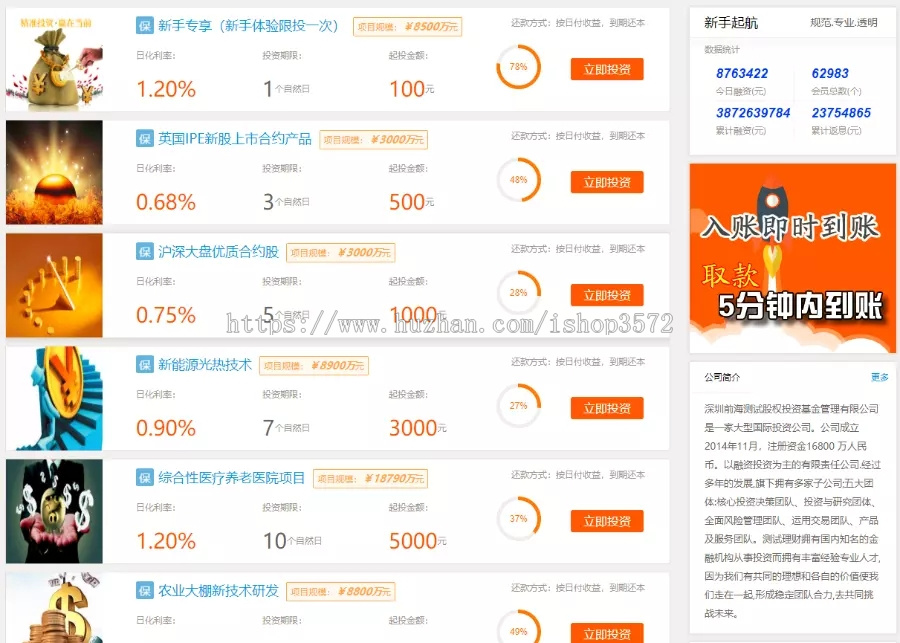 2019 p2p金融理财网站源码投资网站系统基金黄金白银手机三合一