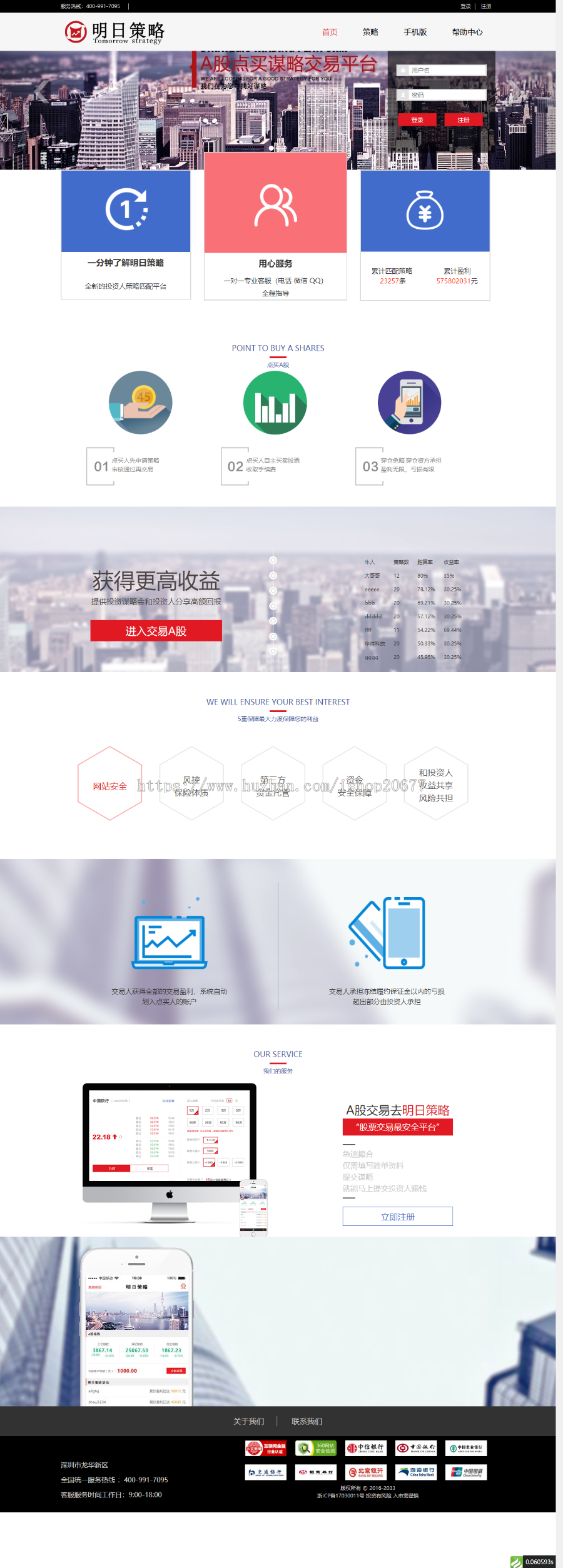 明日策略配资网站源码完美运营版+自适应手机端