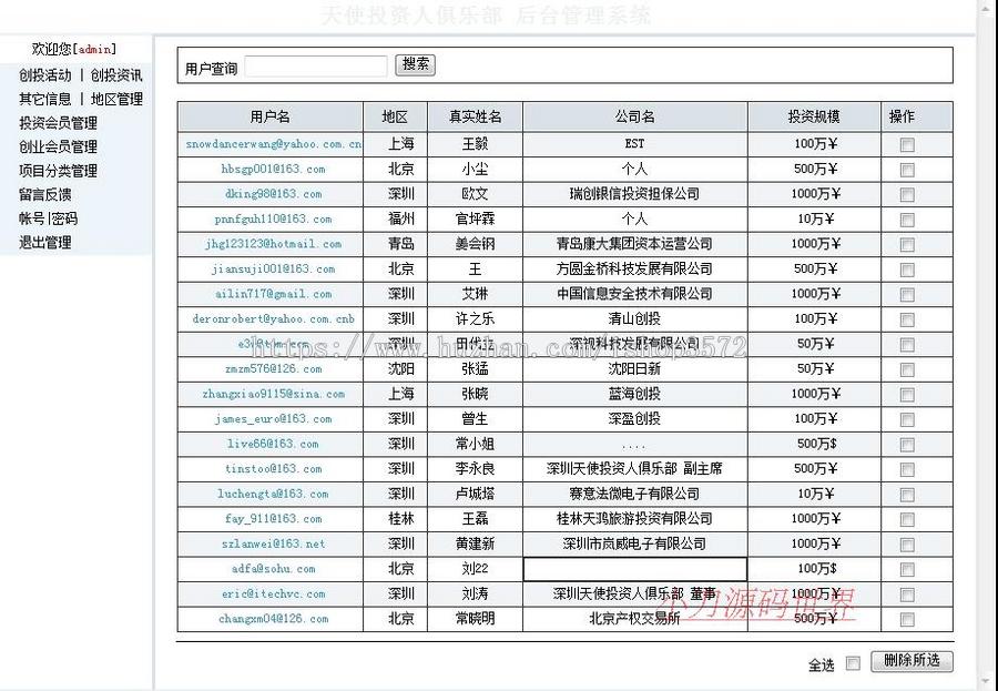 投资人俱乐部 风险投资信息发布系统网站源码n0850 ASP+ACC
