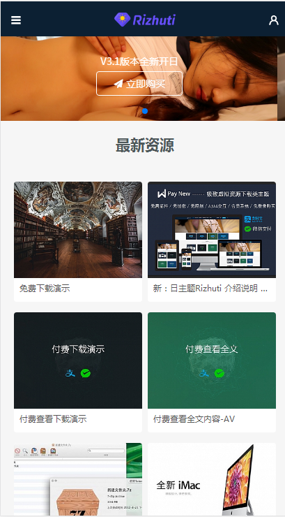 Wordpress主题,日主题Rizhuti2.1虚拟资源下载类主题无授权 