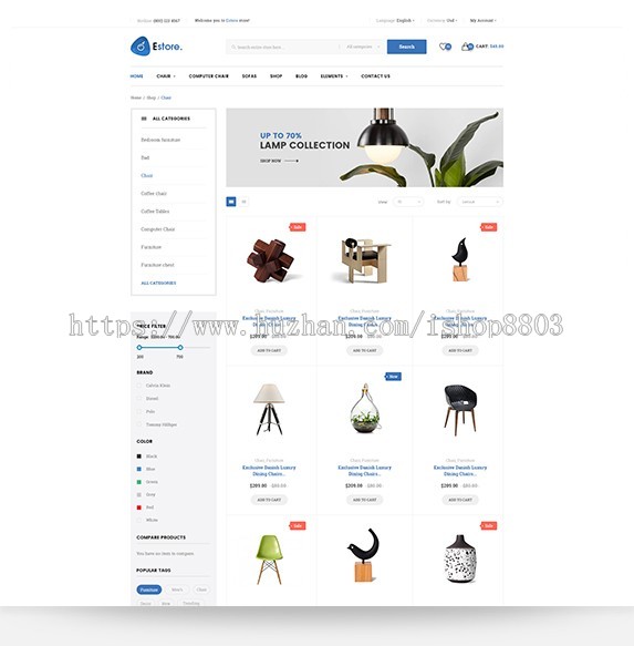 4套Opencart外贸模板|英文多语言购物商城网站php源码手机响应式 