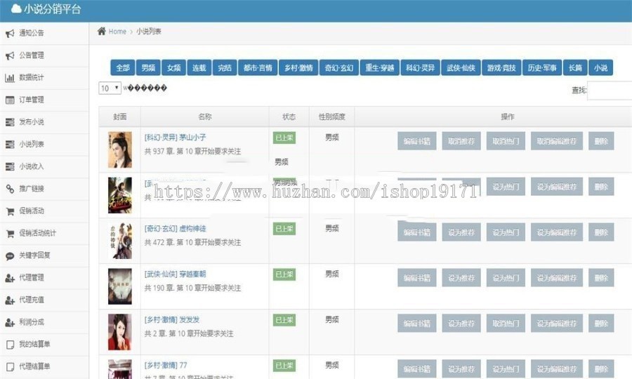 基于Thinkphp3.2微信小说分销系统源码 内附600多部热门小说 