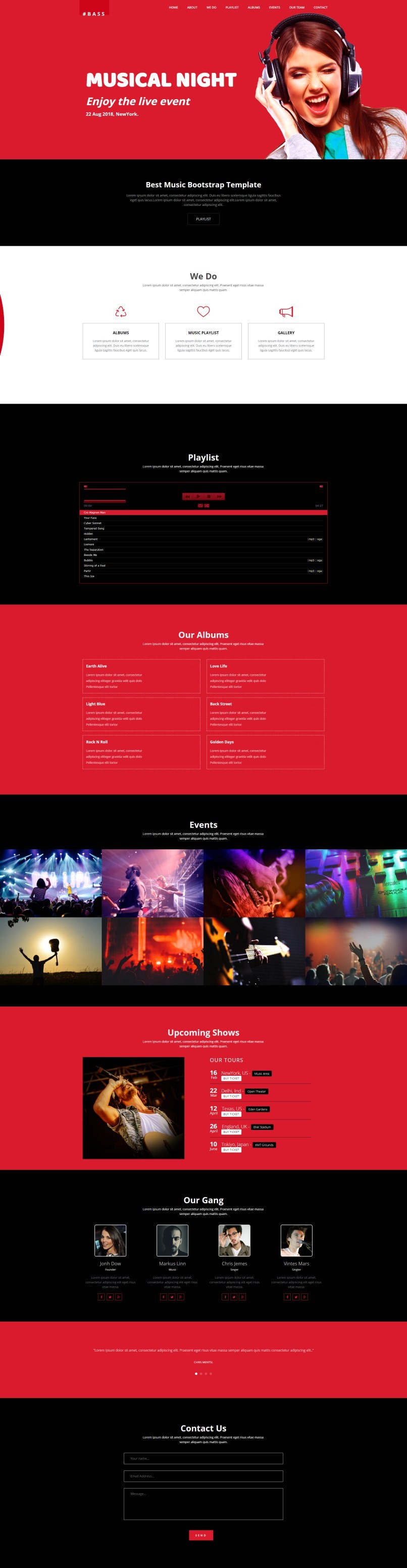红色MUSIC演出票务网站模板