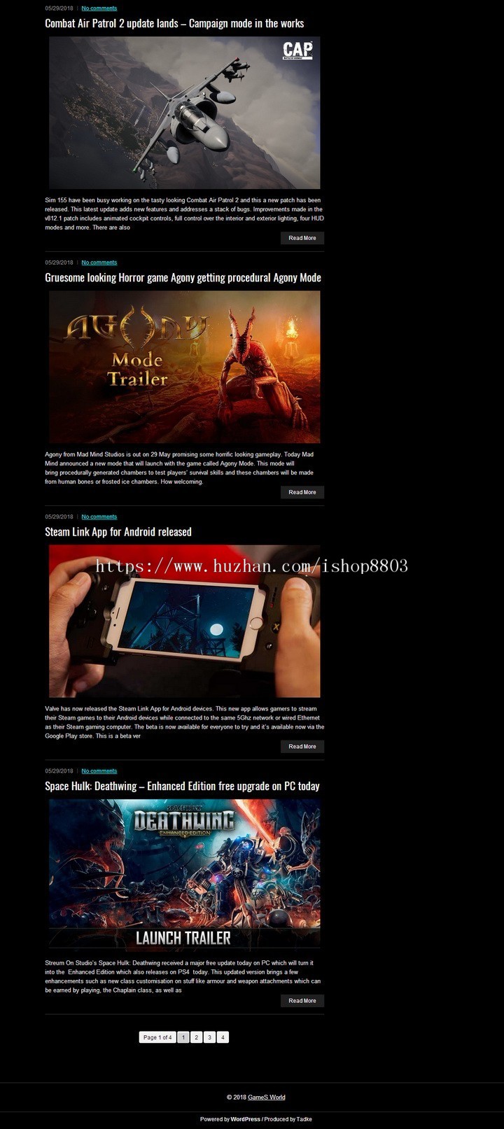 英文国外游戏网站源码黑色风格主题单机网络游戏资讯 采集软件