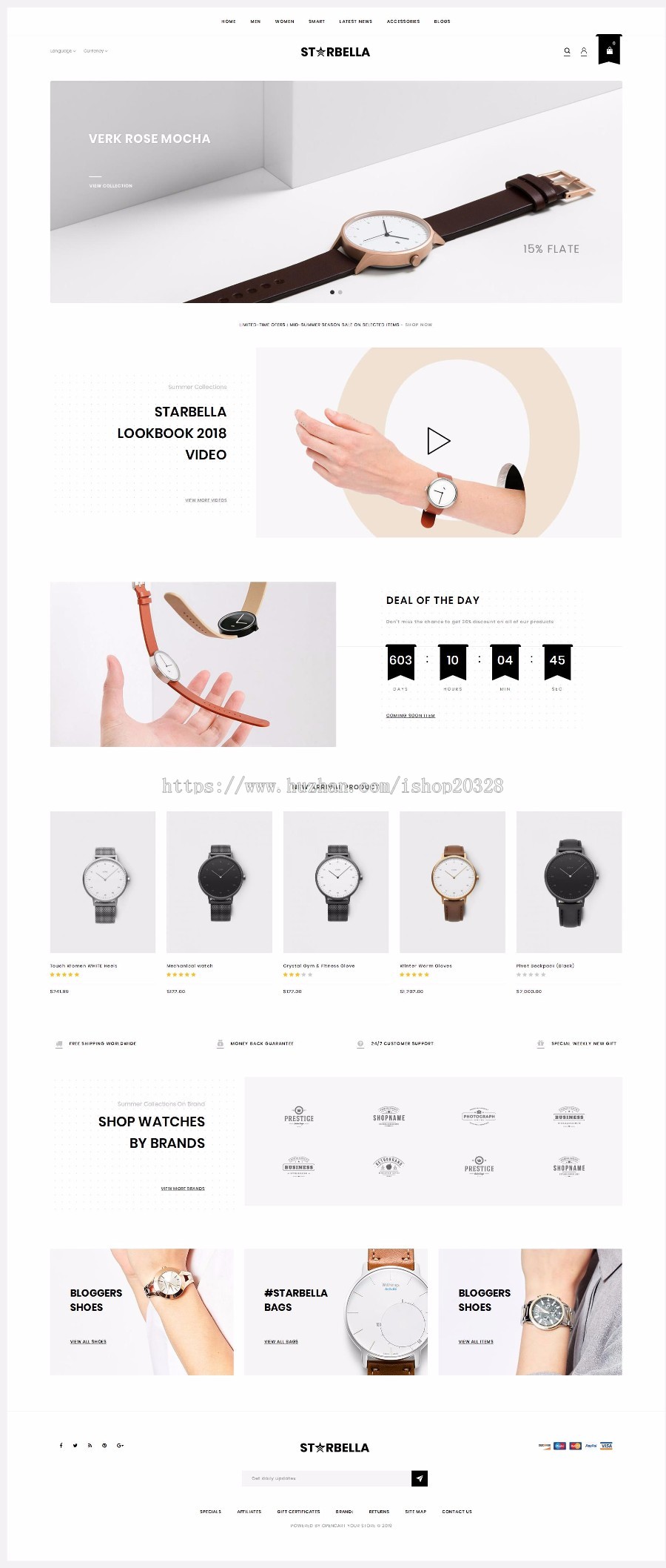 opencart购物英文网站搭建手表专卖中英繁带后台俄法商城PHP源码跨境电商 