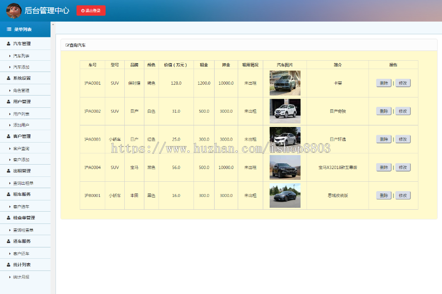 jsp+ssm+mysql实现的汽车租赁管理系统源码附带视频指导运行教程