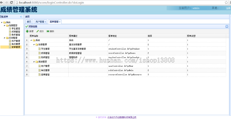 java 学生成绩管理系统源码（spring MVC、hibernate、spring、easyui）